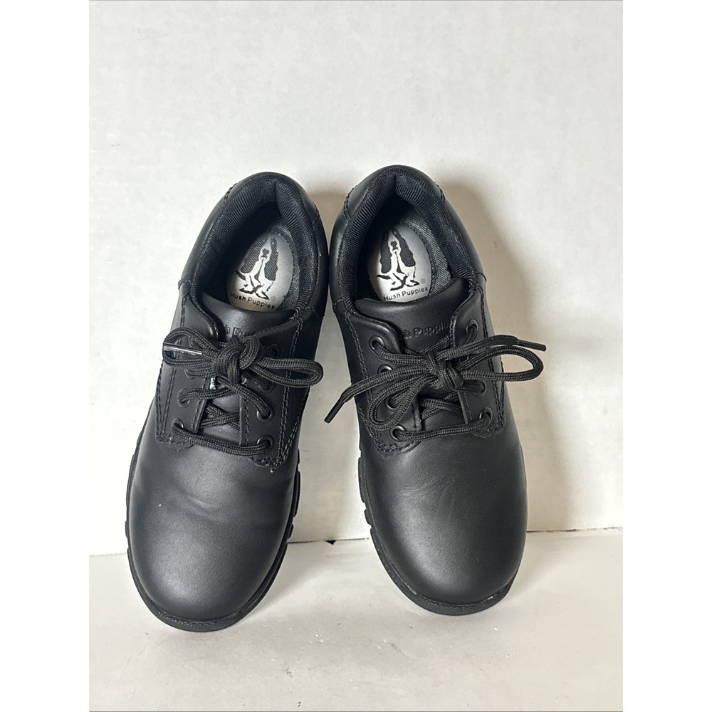 Hush Puppies Kids Black Leather Lace Up Dress Shoes Memory Foam Insole
